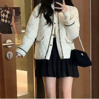 Button Padded Jacket White - One Size