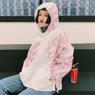 Flower Print Half-zip Hoodie