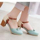 Two Tone Ankle Strap Dorsay Pumps