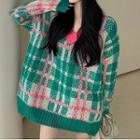 Plaid Sweater Plaid - Green - One Size