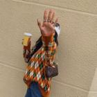 Wool Blend Loose-fit Argyle Sweater