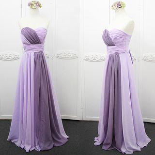 Color Block Strapless Sheath Evening Gown
