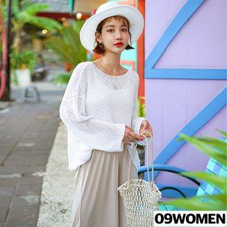 Plus Size Loose-fit See-through Knit Top