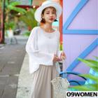 Plus Size Loose-fit See-through Knit Top