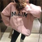 Letter Applique Hoodie Pink - One Size