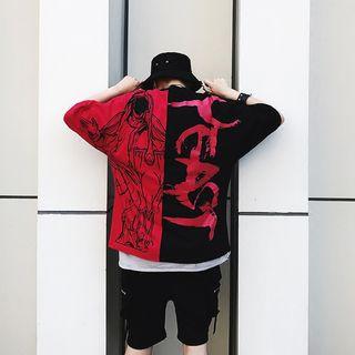 Couple Matching Elbow-sleeve Wings Print T-shirt