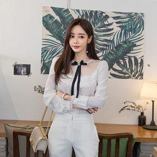 Bow-front Lace-trim Top