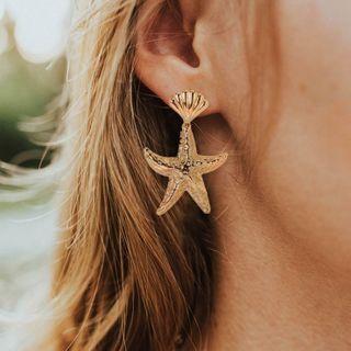 Star Fish Drop Earring 1 Pair - Gold - One Size