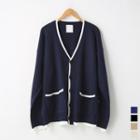 Letter Embroidered Over-fit Cardigan