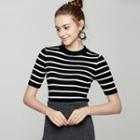 Short Sleeve Stripe Knit Top