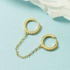 Chained Double Hoop Earring 1 Pc - Gold - One Size