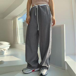 High-waist Striped Wide-leg Sweatpants