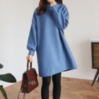 Mock-neck Puff-sleeve Pullover Dress