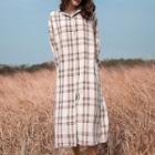 Plaid Midi Shirtdress As Shown In Figure - One Size