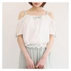 Set: Off-shoulder Bow Top + Cropped Wide-leg Pants