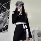 Long-sleeve Mock Two Piece T-shirt / Skort
