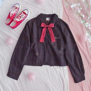 Japanese Character Embroidered Shirt Red - One Size