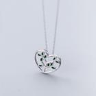 925 Sterling Silver Leaf & Heart Pendant Necklace S925 Silver - Set - One Size
