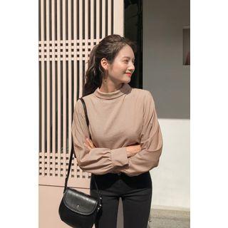 Button-back Stripe Blouse Brick - One Size