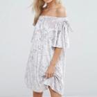 Off Shoulder Velvet Elbow Sleeve Dress