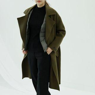 Lapel Midi Wool Blend Coat