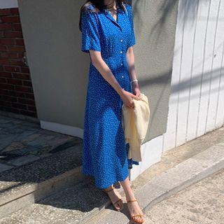 Tie-waist Polka-dot Shirtdress