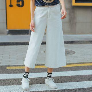 Plain Corduroy Wide Leg Pants