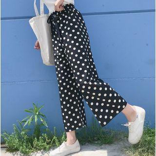Dotted Chiffon Cropped Wide-leg Pants As Shown In Figure - One Size