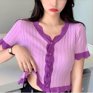 V Necked Button-up Knit Top