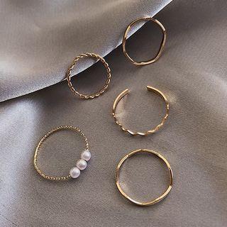 Set Of 5: Alloy Ring