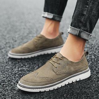 Genuine-leather Stitched Cutout Oxfords