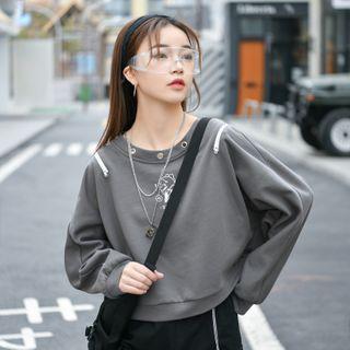 Cartoon Print Zip Detail Sweatshirt