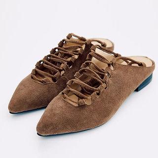 Lace-up Open-back Flats
