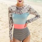 Color Block Rashguard Swimsuit