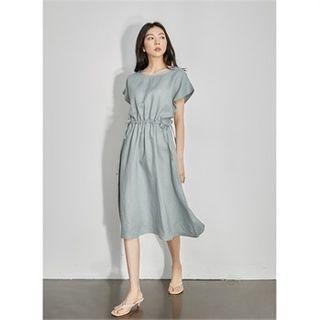 Drawstring-waist Linen Dress