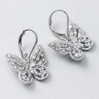 925 Sterling Silver Rhinestone Butterfly Dangle Earring 1 Pair - Silver - One Size