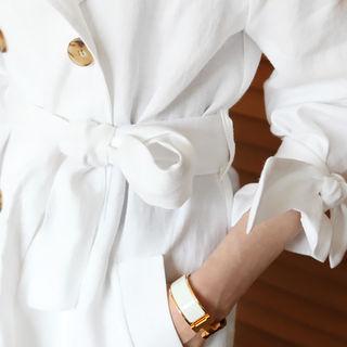Linen Double-breasted Trench Coat