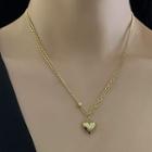 Heart Pendant Asymmetrical Stainless Steel Necklace Gold - One Size