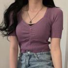 Ruched Knit Top Mauve - One Size