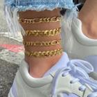 Set Of 4: Alloy Chain Anklet Gold - One Size