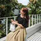 Asymmetric Off-shoulder Ruffle-sleeve Top