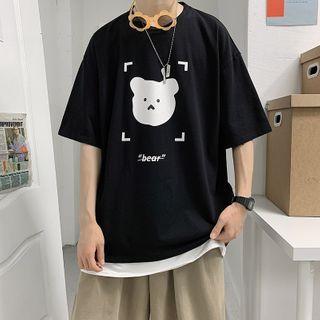 Couple Matching Short-sleeve Bear Printed T-shirt