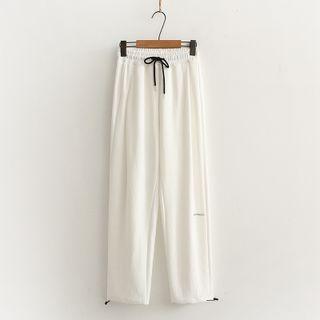 High Waist Lettering Drawstring-cuff Sweatpants