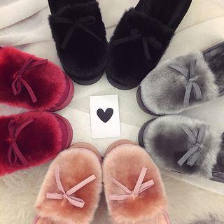 Fleece-lined Furry Trim Flats