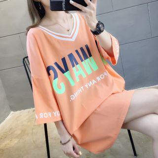 Lettering Half-sleeve Dress