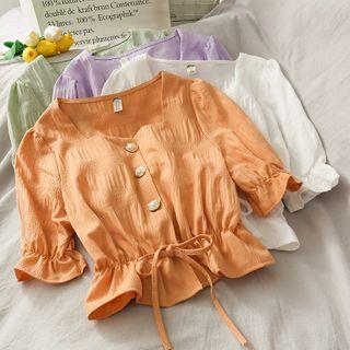 Tie-waist Square-neck Crop Top
