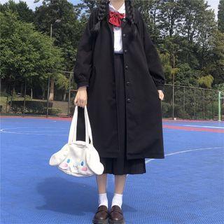 Shirt / Button-up Long Coat / A-line Midi Skirt