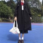 Shirt / Button-up Long Coat / A-line Midi Skirt