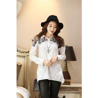 Mesh Panel Long-sleeve Shirt