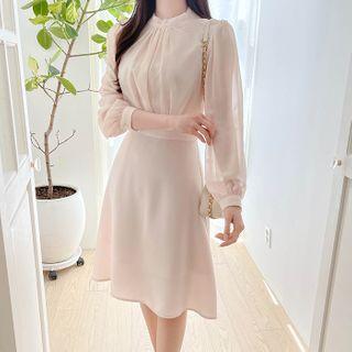 Tie-back Chiffon-panel Midi Dress